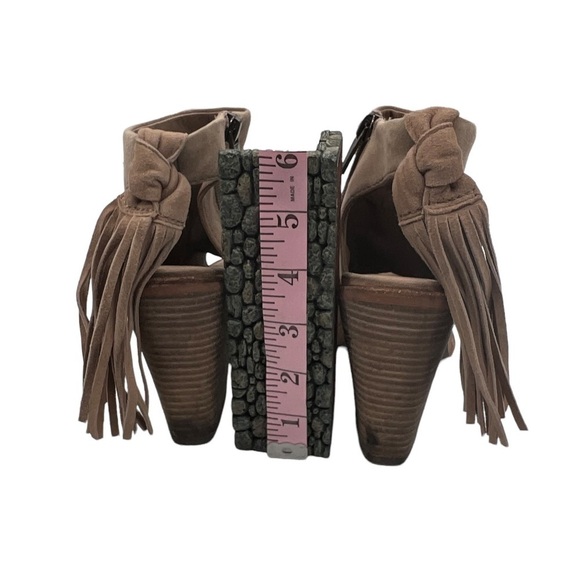 Vince Camuto Brown Leather Kyleena Block Heel Peep Toe Ankle Boots Size 6 Womens - Picture 9 of 12